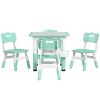 Qaba Height Adjustable 5pc Toddler Table and Chair Set with Storage Box, Green, Easy to Wipe, for 18 Months - 5 Years