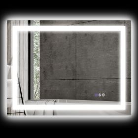 HOMCOM Dimmable Bathroom Mirror with Lights, 32" x 24" Backlit/Front Lit LED Mirror, Anti-Fog, Memory, Infinite Color Temp