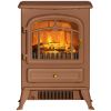 HOMCOM Electric Freestanding Fireplace Stove with Realistic LED Flames and Logs, 750W/1500W, Dark Brown