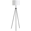 HOMCOM Black Standing Lamp with Fabric Shade 59.75" Steel Tripod for Living Room