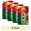 (4 Pack) Command Outdoor Hook, Large, Brushed Nickel – Weather-Resistant Wall Hooks with Adhesive Strips, Holds up to 5 lbs