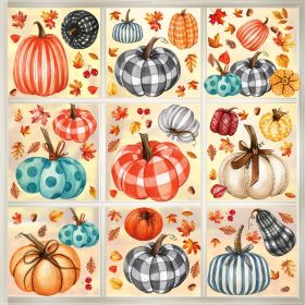 98 PCS Thanksgiving Window Clings 9 Sheets Fall Window Clings Pumpkin Maple Leaves Window Decals Double-Sided Window Stickers for Autumn Thanksgiving