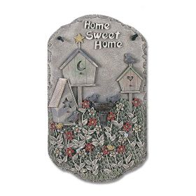 Welcome Sign, "Birdbath" Porch Decor, Resin Slate Plaque, Ready To Hang Decor