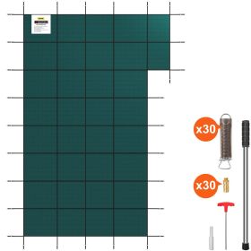 VEVOR Inground Pool Safety Cover, 22 ft x 42 ft Rectangular Winter Pool Cover with Right Step, Triple Stitched, High Strength Mesh PP