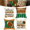 4 Pcs Fall Football Season Pillow Covers 18 x 18 Inch Rugby Sport Helmet Pumpkin Pattern Pillowcase Autumn Leaves Football Please Quote Pillow Cover f