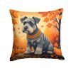 Schnauzer Fall Throw Pillow Machine Washable, Indoor Outdoor Decorative Pillow for Couch, Bed or Patio, 14Hx14W