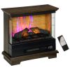 HOMCOM Electric Fireplace Heater 26" Free Standing 1400W Adjustable Temp Timer 7 Brightness Settings Brown