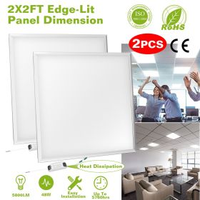 48W 2×2FT LED Panel Light 5800LM 7000K Ceiling Lighting 150W Equivalent LED Troffer Recessed Edge-Lit