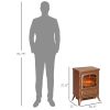 HOMCOM Electric Freestanding Fireplace Stove with Realistic LED Flames and Logs, 750W/1500W, Dark Brown