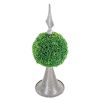 7x7x17" Faux Boxwood Topiary Sphere on Metal Spire