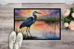 Blue Heron Setting Sun Doormat Front Door Mat Indoor Outdoor Rugs for Entryway, Non Slip Washable Low Pile, 24H X 36W