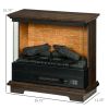 HOMCOM Electric Fireplace Heater 26" Free Standing 1400W Adjustable Temp Timer 7 Brightness Settings Brown