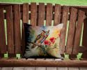 Long-Eared Owl Throw Pillow Machine Washable, Indoor Outdoor Decorative Pillow for Couch, Bed or Patio, 14Hx14W