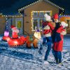 7ft 8pcs LED Lights 24W Double Deer Cart Santa Model Garden Elk Christmas Decoration