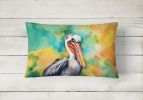Hippie Animals Throw Pillow Throw Pillow for Indoor Couch Bed Outdoor Patio Washable, Pelican 4023,12Hx16W