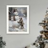 Trendy Decor 4U Finishing Touch on the Snowman White Framed Wall Art for Living Room, Holiday Wall Art Print for Home Decor