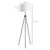HOMCOM Black Standing Lamp with Fabric Shade 59.75" Steel Tripod for Living Room