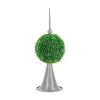 7x7x17" Faux Boxwood Topiary Sphere on Metal Spire