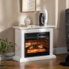 HOMCOM Electric Fireplace Heater, Freestanding Fireplace with Mantel and Dimmable Flame Effect, Space Heater with Remote Control, 1400W, White