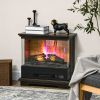 HOMCOM Electric Fireplace Heater 26" Free Standing 1400W Adjustable Temp Timer 7 Brightness Settings Brown