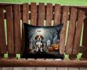 Beagle Spooky Halloween Throw Pillow Machine Washable, Indoor Outdoor Decorative Pillow for Couch, Bed or Patio, 14Hx14W