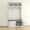 HOMCOM 3-in-1 Hall Tree with Shoe Storage, Coat Rack with Bench, Entryway Furniture with Five Hooks, White Wood Grain