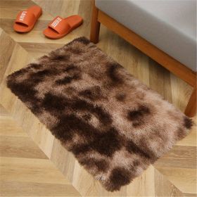 1pc, Tie-Dyed Plush Shag Furry Area Rug for Bedroom, Living Room, Nursery, and Kids Room - Ultra Soft and Fluffy, Washable, Non-Shedding (Color: Tie-dye Brown, size: 23.62*35.43inch)