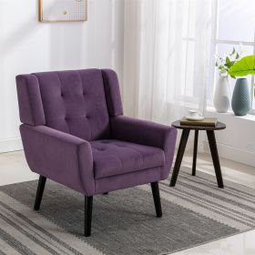 Modern Soft Velvet Material Ergonomics Accent Chair Living Room Chair Bedroom Chair Home Chair With Black Legs For Indoor Home (Color: as Pic)