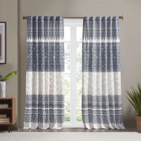 Cotton Printed Curtain Panel with Chenille detail and Lining(Only 1 Pc Panel) (Color: as Pic)