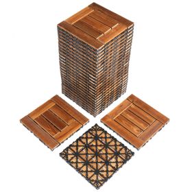 27pcs Wood Interlocking Deck Tiles 11.8"x11.8", Waterproof Flooring Tiles for Indoor and Outdoor (Color: as picture)